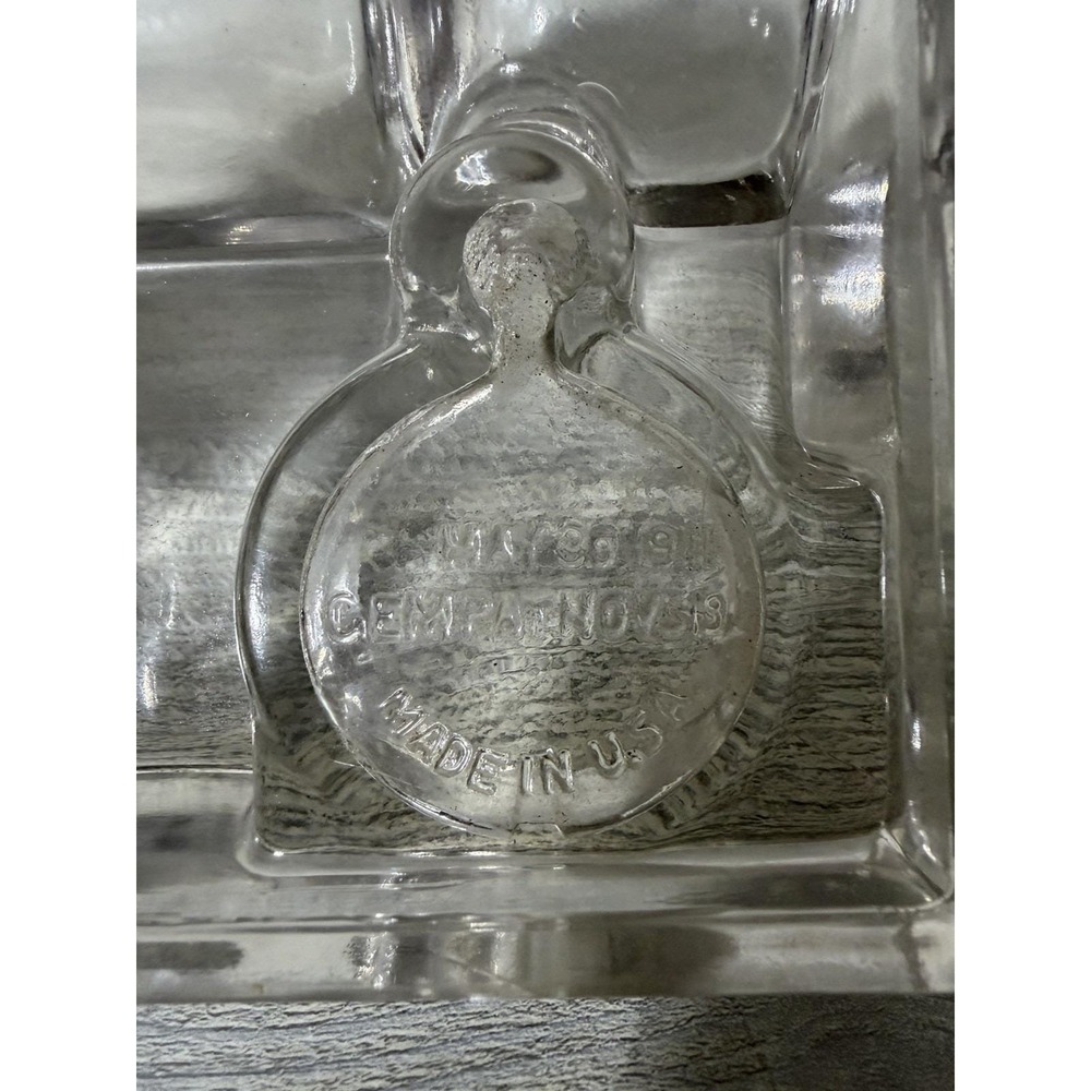 Antique Vintage 1911 Heavy Clear Glass Double Inkwell Desk Set Gem USA - Picture 7 of 9